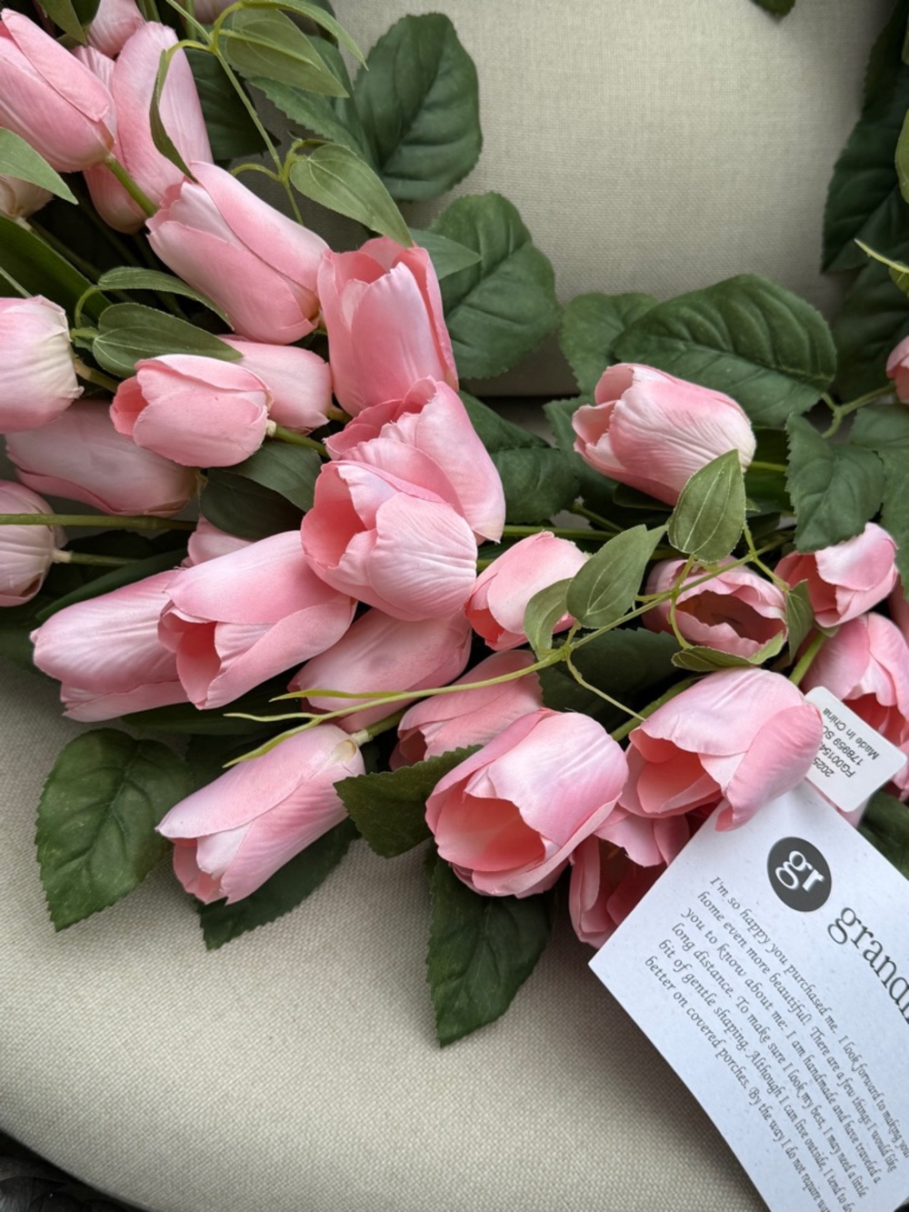 Grandin Road Pink Tulip Floral Wreath - NWT - Picture 14 of 16